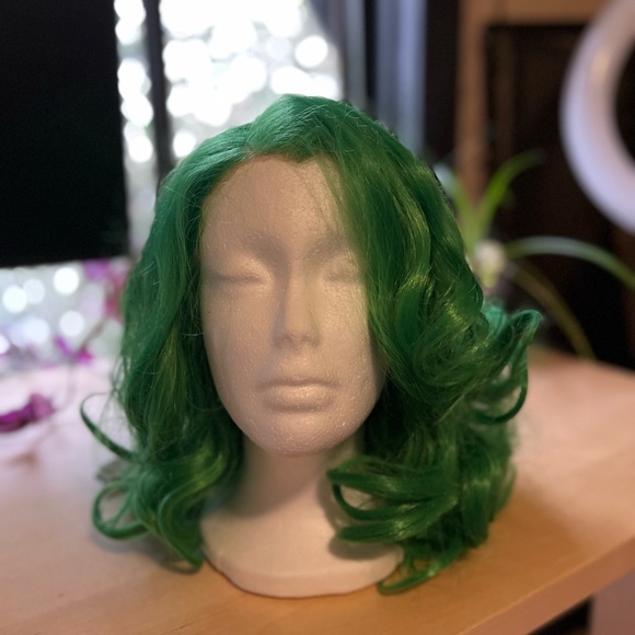 Curly Green Festival Wig - Picture 2 of 6